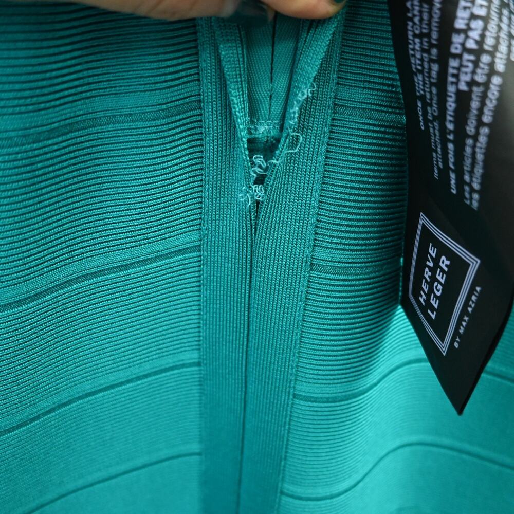 Herve Leger Lora Turquoise Bodycon Bandage Maxi Dress Size Large - Picture 8 of 9